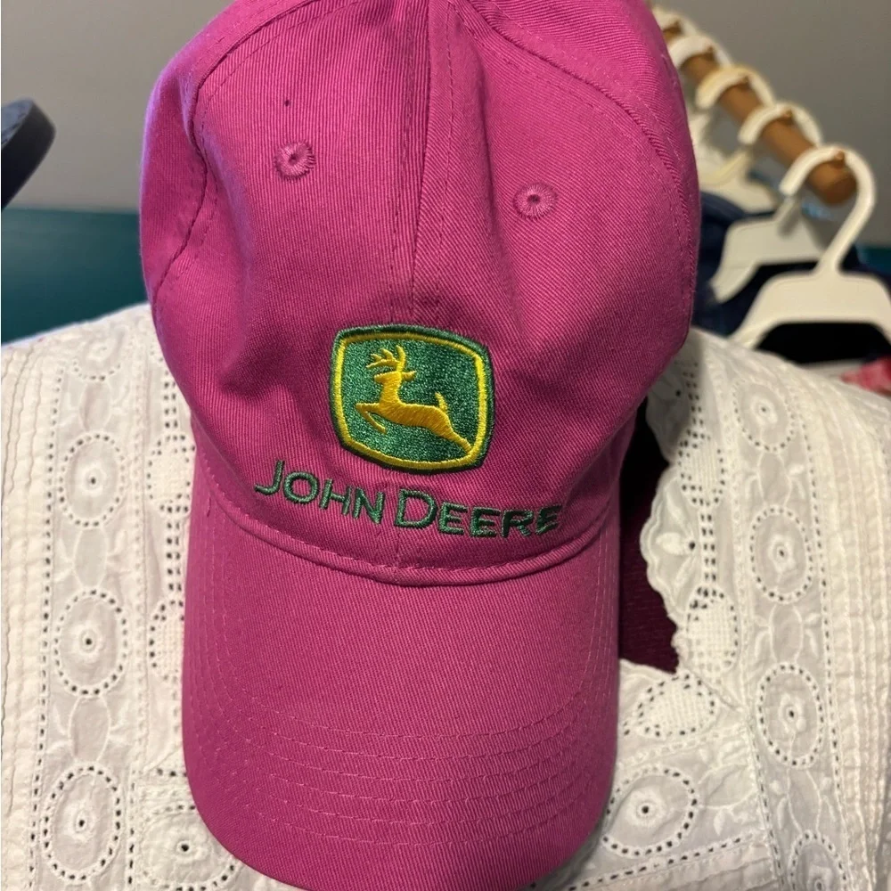 John Deere Green and Purplish Pink Cap